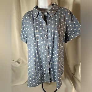 Tommy Hilfiger short sleeve button-down shirt, blue white